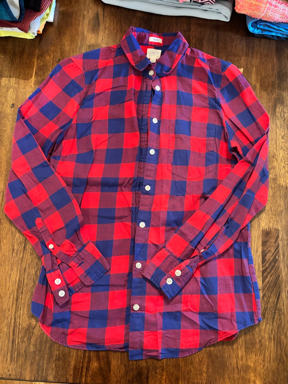 J. Crew Red and Blue Plaid Button-Down Shirt